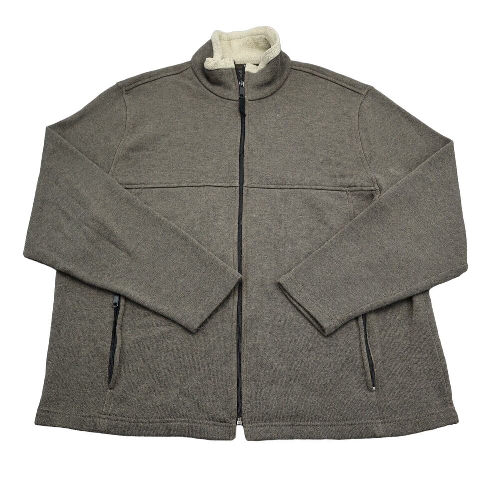 Madison Jacket Mens XL Brown 1/4 Full Zip Fleece style Coat Casual